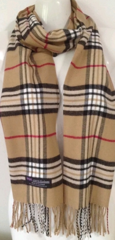 100% cashmere burberry - like scarf
